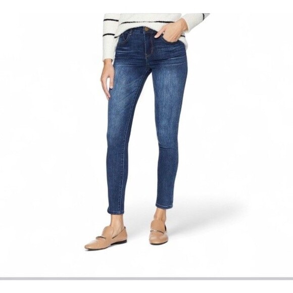 Democracy Ab Solution Ankle Crop Jeans 14W Dark Blue Wash Comfort Stretchy Denim - Picture 1 of 14